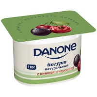 Йогурт Danone густой с вишней и черешней 2.9% 110г