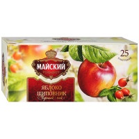 Чай Майский Яблоко-Шиповник черный с шиповником и кусочками яблока 25х1.5г