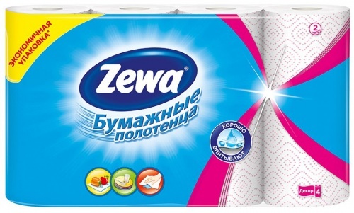 Бумажные полотенца Zewa Decor кухонные, 2 слоя, 4 рулона