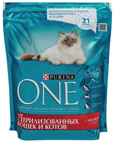 Корм сухой PURINA ONE для Стерилизованных Кошек с Лососем и Пшеницей, 750 г