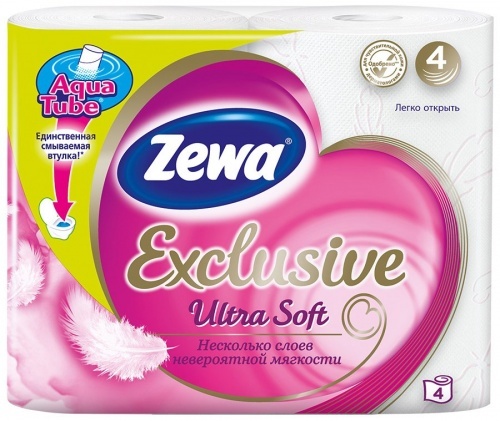 Туалетная бумага Zewa Exclusive Ultra Soft, 4 слоя, 4 рулона