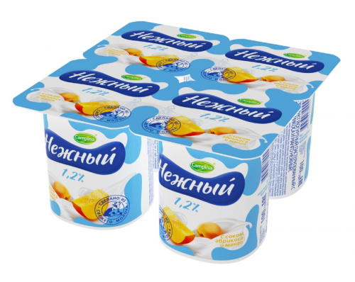 Йогуртный продукт Нежный с соком абрикоса-манго 1.2%, 100г
