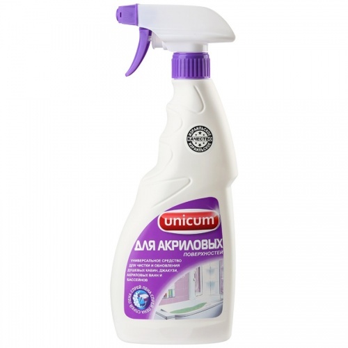 Средство Unicum для чистки акриловых ванн и душевых кабин, 750 мл