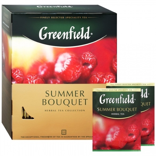 Чай Greenfield Summer Bouquet травяной со вкусом и ароматом малины 100пак*2г