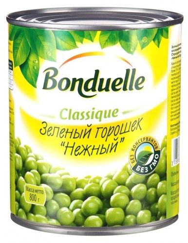 Горошек зеленый Bonduelle "Нежный" консервированный 800г