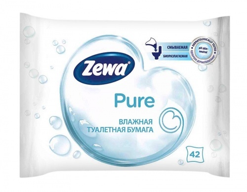 Туалетная бумага Zewa Pure влажная, 42 шт