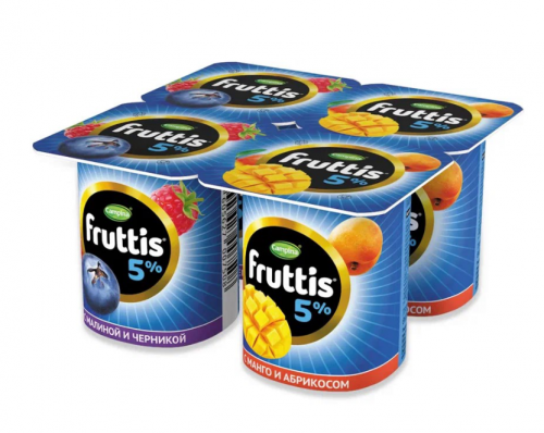 Йогуртный продукт Fruttis малина черника абрикос манго 5%, 115г
