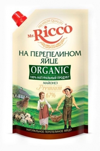Майонез Mr. Ricco Organic на перепелинном яйце 67%, 220мл