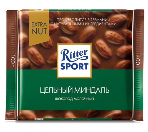 Шоколад Ritter Sport молочный с цельным миндалем, 100г