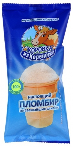 Мороженое Коровка из Кореновки пломбир 15%, 100г
