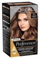 Краска для волос L'Oreal Preference Исландия оттенок 7.1 Пепельный русый, 174 мл