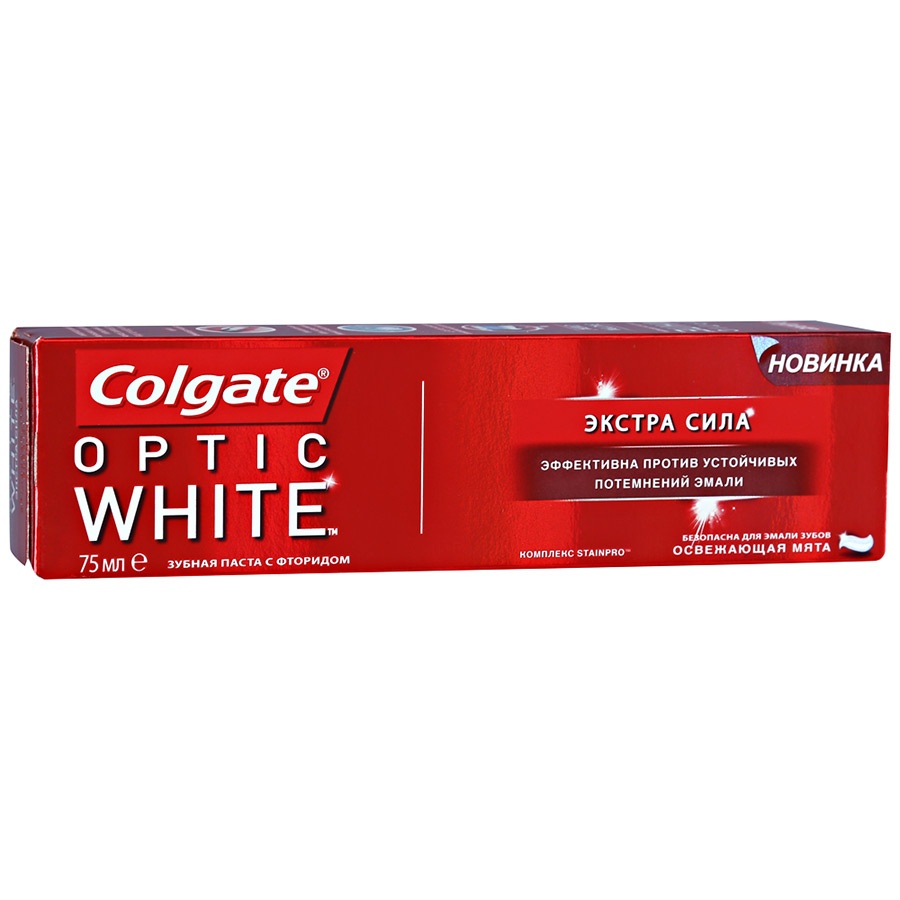 Колгейт зубная вайт. Colgate Optic White зубная паста. Colgate зубная паста Optic White 75мл кор. Colgate Optic White Экстра сила зубная паста 75мл. Colgate Optic White Brilliant зубная паста 50 мл.