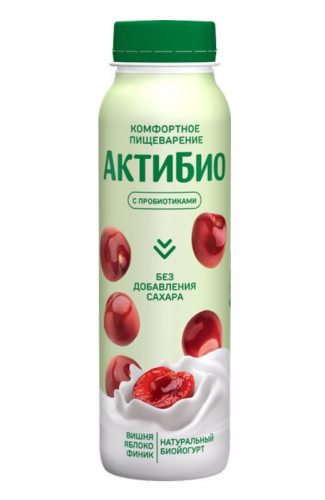 Йогурт питьевой Актибио яблоко-вишня-финик без сахара 1.5%,260г