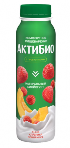 Йогурт питьевой Актибио дыня-клубника-земляника 1.5%, 260г