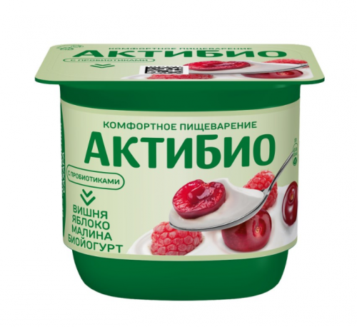 Йогурт Актибио вишня-яблоко-малина 2.9%, 130г